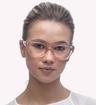 Transparent Pink Ray-Ban RB7225-52 Square Glasses - Modelled by a female