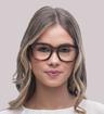 Striped Havana Ray-Ban RB7225-54 Square Glasses - Modelled by a female
