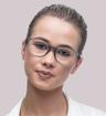 Matte Transparent Grey Ray-Ban RB8903 Square Glasses - Modelled by a female