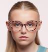Pink/Tortoise Scout Made in Italy Costantino Cat-eye Glasses - Modelled by a female