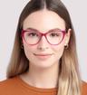 Shiny Pink Scout Arabella Cat-eye Glasses - Modelled by a female