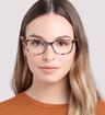 Purple Havana / Silver Scout Aviana Rectangle Glasses - Modelled by a female