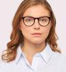 Shiny Black Crystal Scout Dallas Round Glasses - Modelled by a female
