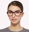 Burgundy Scout Esme Rectangle Glasses - Modelled by a female