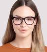 Tortoise / Blue Scout Festival Wayfarer Glasses - Modelled by a female