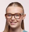 Tortoise Teal Scout Festival Wayfarer Glasses - Modelled by a female