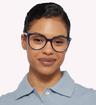 Bilayer Navy Blue / Purple Pattern Scout Gloria Oval Glasses - Modelled by a female