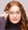 Grey Ted Baker Alisa Round Glasses - Modelled by a female