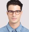 Dark Brown Ted Baker Cade Round Glasses - Modelled by a male