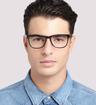 Black Ted Baker Clayton Rectangle Glasses - Modelled by a male