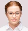 Gloss Crystal Nude Ted Baker Kaity Round Glasses - Modelled by a female
