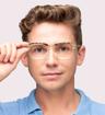 Gloss Pale Crystal Champagne Ted Baker Willian Square Glasses - Modelled by a male