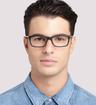 Black Ted Baker Woody Rectangle Glasses - Modelled by a male
