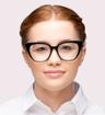 Gloss Crystal Camel / Black Ted Baker Zowie Square Glasses - Modelled by a female