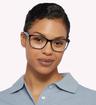 Black / Tiffany Blue Striped Tiffany TF2175 Square Glasses - Modelled by a female