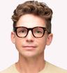 Dark Havana Tom Ford FT5542-B Rectangle Glasses - Modelled by a male