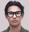 Shiny Black Tom Ford FT5542-B Rectangle Glasses - Modelled by a male