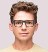 Matte Black Tommy Hilfiger TH1990 Rectangle Glasses - Modelled by a male