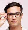 Matte Black Tommy Hilfiger TH2044 Rectangle Glasses - Modelled by a male