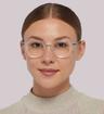 Crystal Tommy Jeans TJ0050 Round Glasses - Modelled by a female