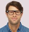 Black Tommy Jeans TJ0058 Rectangle Glasses - Modelled by a male