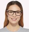 Havana Tommy Jeans TJ0058 Rectangle Glasses - Modelled by a female