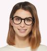 Black Tommy Jeans TJ0069/F Rectangle Glasses - Modelled by a female