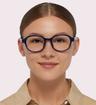 Blue Tommy Jeans TJ0069/F Rectangle Glasses - Modelled by a female