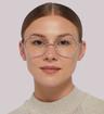 Silver Tommy Jeans TJ0072/F Rectangle Glasses - Modelled by a female