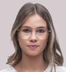 Gold Tommy Jeans TJ0076 Square Glasses - Modelled by a female