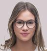 Blue Tommy Jeans TJ0078 Oval Glasses - Modelled by a female