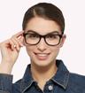 Black Tommy Jeans TJ0079 Rectangle Glasses - Modelled by a female