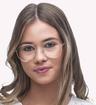 Gold Blue Tommy Jeans TJ0088 Oval Glasses - Modelled by a female
