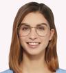 Gold Tommy Jeans TJ0091 Rectangle Glasses - Modelled by a female