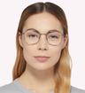 Ruthenium Tommy Jeans TJ0091 Rectangle Glasses - Modelled by a female