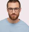 Slate Waterhaul Harlyn Round Glasses - Modelled by a male