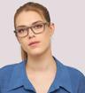 Slate Waterhaul Sennen Rectangle Glasses - Modelled by a female