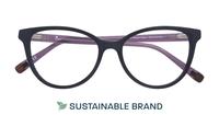 Black/Lilac Arden Lily Cat-eye Glasses - Flat-lay