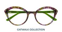 Purple Green Havana Aspire Harley Cat-eye Glasses - Flat-lay
