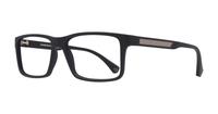 Black Rubber Emporio Armani EA3038-54 Rectangle Glasses - Angle