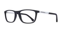 Black Rubber Emporio Armani EA3069 Rectangle Glasses - Angle