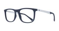 Blue Rubber Emporio Armani EA3170 Rectangle Glasses - Angle