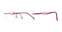 Red Finelight Fran Rectangle Glasses - Angle