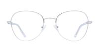 Shiny Silver Glasses Direct Aida Round Glasses - Front