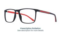 Matte Black / Red Glasses Direct Alvin Square Glasses - Angle