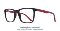 Matte Black / Red Glasses Direct Brad Square Glasses - Angle