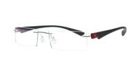 Silver/Black/Red Glasses Direct Caravelli 104 Rectangle Glasses - Angle