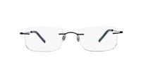 Black Glasses Direct EMP Rimless Magic Rectangle Glasses - Front