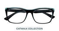 Crystal Blue / Black Glasses Direct Hazel Cat-eye Glasses - Flat-lay