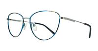 Shiny Silver Blue Havana Glasses Direct Janey Oval Glasses - Angle